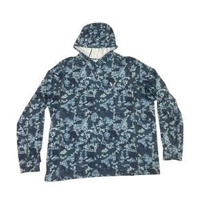 Forloh Hoodie Shirt Mens 2XL Blue Camo brrr Pro Long Sleeve Performance USA